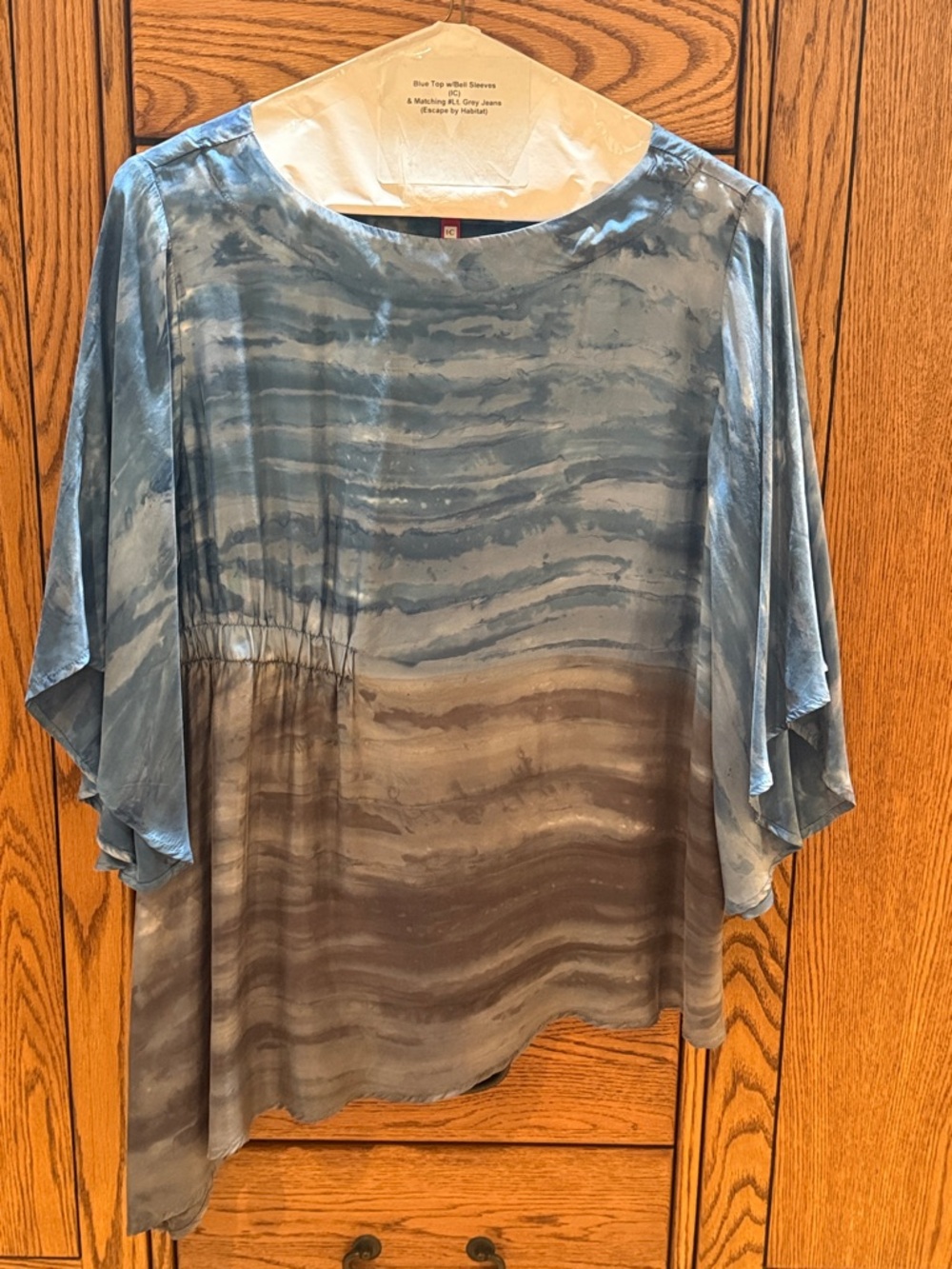 Blue and Gray Women’s Top w/bell sleeves by IC